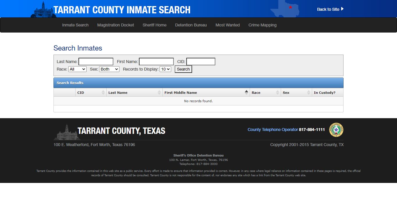 Inmate Search